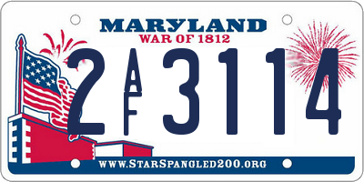 MD license plate 2AF3114
