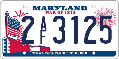 MD license plate 2AF3125