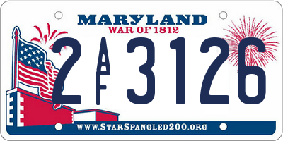 MD license plate 2AF3126