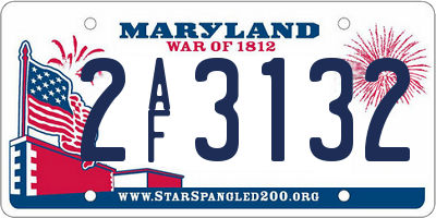 MD license plate 2AF3132