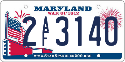 MD license plate 2AF3140