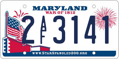 MD license plate 2AF3141