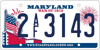 MD license plate 2AF3143