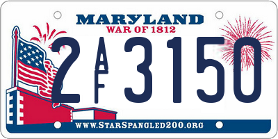 MD license plate 2AF3150