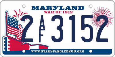 MD license plate 2AF3152