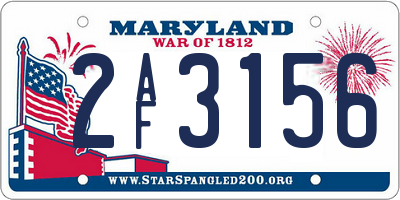 MD license plate 2AF3156