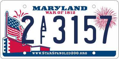 MD license plate 2AF3157