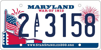 MD license plate 2AF3158
