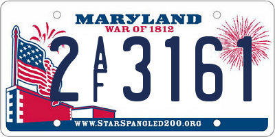 MD license plate 2AF3161