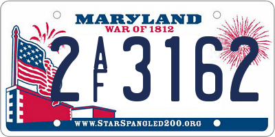 MD license plate 2AF3162