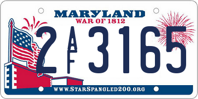 MD license plate 2AF3165
