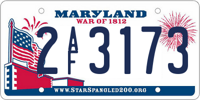 MD license plate 2AF3173
