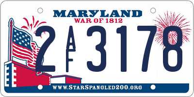 MD license plate 2AF3178