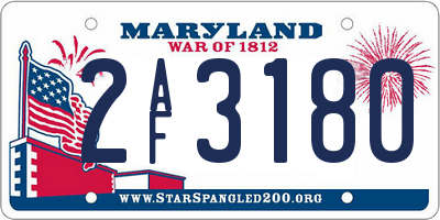 MD license plate 2AF3180