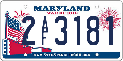 MD license plate 2AF3181