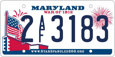 MD license plate 2AF3183