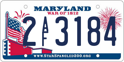 MD license plate 2AF3184