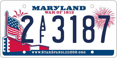 MD license plate 2AF3187