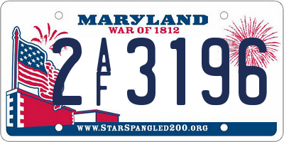 MD license plate 2AF3196