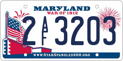MD license plate 2AF3203