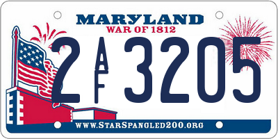 MD license plate 2AF3205
