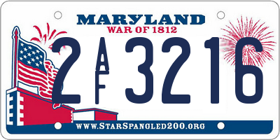 MD license plate 2AF3216
