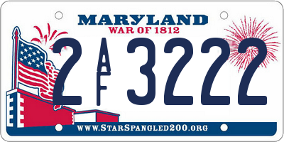 MD license plate 2AF3222