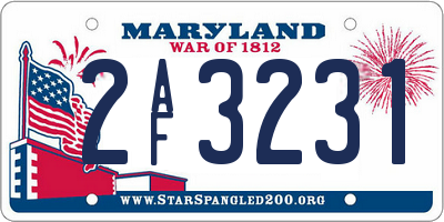 MD license plate 2AF3231