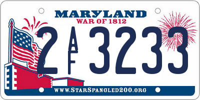 MD license plate 2AF3233