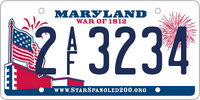 MD license plate 2AF3234