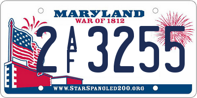 MD license plate 2AF3255