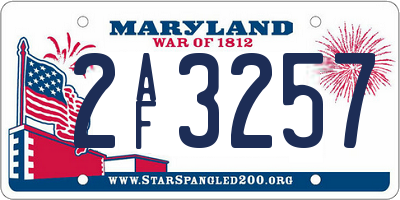 MD license plate 2AF3257
