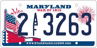 MD license plate 2AF3263
