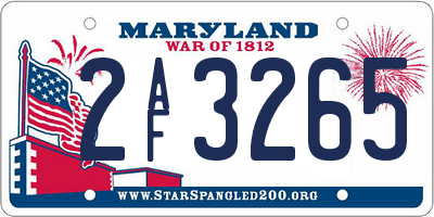 MD license plate 2AF3265