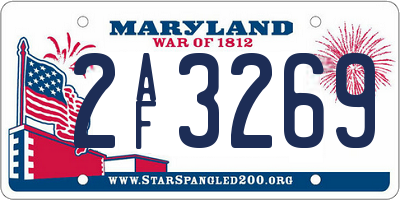 MD license plate 2AF3269
