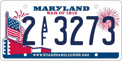 MD license plate 2AF3273