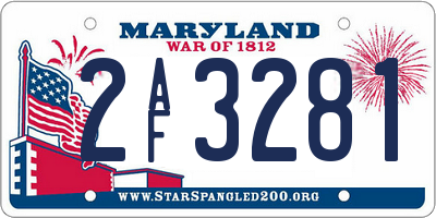 MD license plate 2AF3281