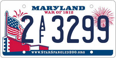 MD license plate 2AF3299