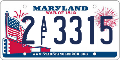 MD license plate 2AF3315