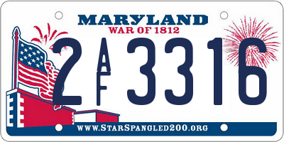 MD license plate 2AF3316