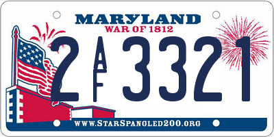 MD license plate 2AF3321