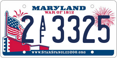 MD license plate 2AF3325