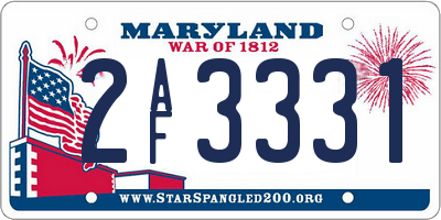 MD license plate 2AF3331