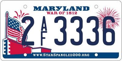 MD license plate 2AF3336