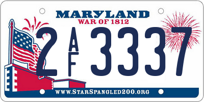 MD license plate 2AF3337