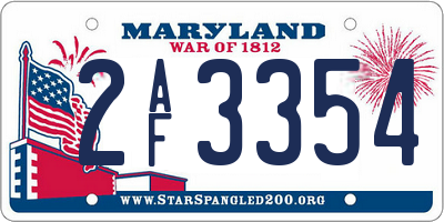 MD license plate 2AF3354