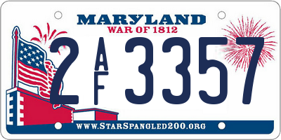 MD license plate 2AF3357