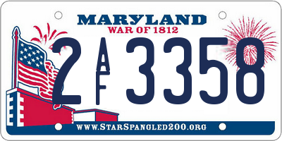 MD license plate 2AF3358