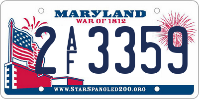 MD license plate 2AF3359