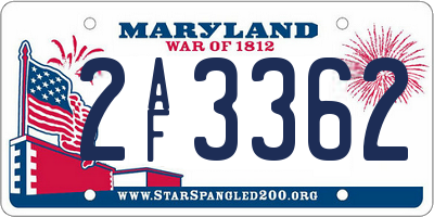 MD license plate 2AF3362